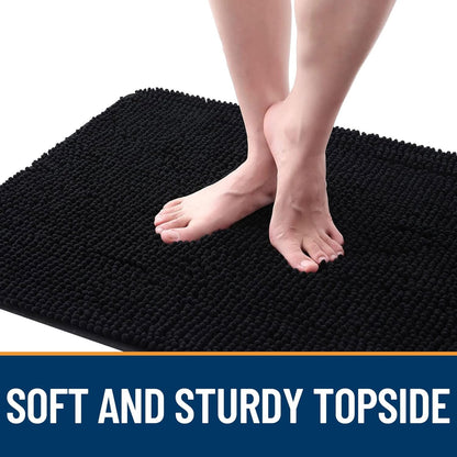 OLANLY Dog Door Mat - Absorbent Non-Slip Mud Mat for Dogs | Quick Dry Chenille, 70x46, Black