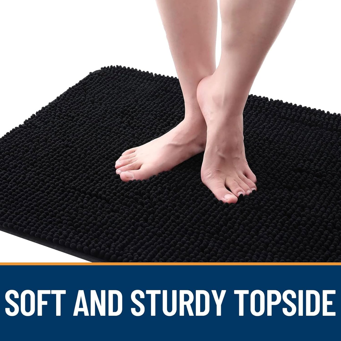 OLANLY Dog Door Mat - Absorbent Non-Slip Chenille Mat for Muddy Paws | 59x35 Inches, Quick Dry, Black