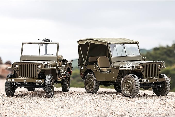 Rochobby FMS 1/6 1941 MB Scaler RC mini Jeep RC Truck MB Scaler 4x4 Hobby Grade Brushed RC Rock Crawler RC Army Military Truck for AdultsRS
