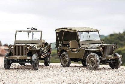 Rochobby FMS 1/6 1941 MB Scaler RC mini Jeep RC Truck MB Scaler 4x4 Hobby Grade Brushed RC Rock Crawler RC Army Military Truck for AdultsRS