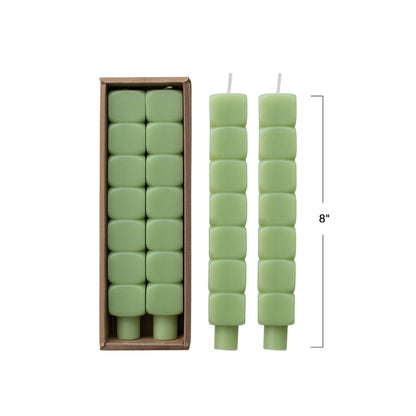 Creative Co-Op 2-Piece Stacked Blocks Shaped Unscented Taper Candles, Mint