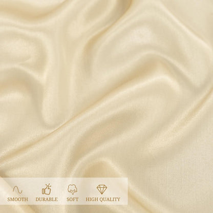 REWOMC 12 Pack 90 Inch Round Tablecloth, Champagne Satin Fabric, Wrinkle & Stain Resistant, Perfect for Weddings & Banquets