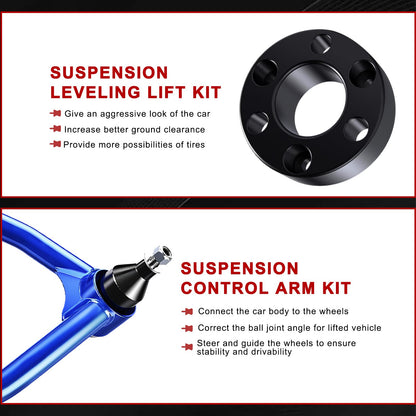 GPMMWPG 3" Front 2" Rear Leveling Lift Kit with Upper Control Arms Compatible with Silverado 1500 2007-2014, for Sierra 1500 2007-2018, Front Strut Spacers + Rear Lift Blocks w/Extra Ball Joints
