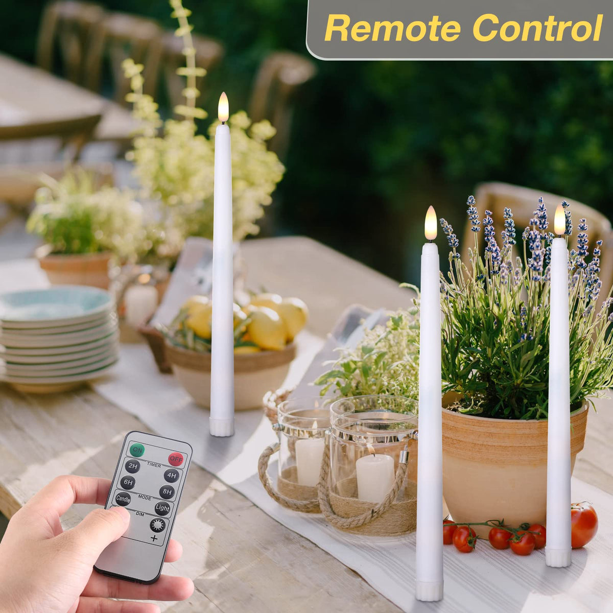 Tuanse 20 Pcs Flickering Flameless Taper Candles Bulk LED Battery Operated Realistic Flame Effect with Remote & Timer Safe No Fire Wax Drip Candles for Wedding Church Home Decor (10.83",White)
