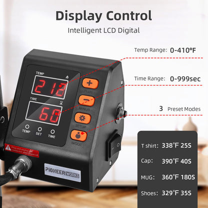 Heat Press Machine, 11-in-1 Heat Printing Machine, 12" X 15", Fast Heating,360 Degree Swing Away, Heat Transprint Machine with Various Accessories for Apparel and Bottle, Mug,Palate, Pillow and More