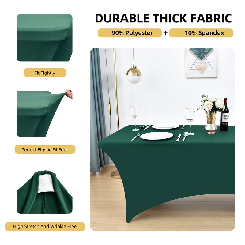 ZarzaaSik 2-Pack 8ft Spandex Table Covers for Rectangle Folding Tables - Washable Elastic Tablecloth - Ultimate Fitted Table Protector for Birthday Parties, Trade Shows, Banquet