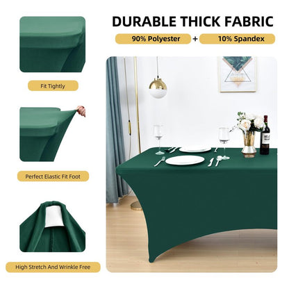 ZarzaaSik 2-Pack 8ft Spandex Table Covers for Rectangle Folding Tables - Washable Elastic Tablecloth - Ultimate Fitted Table Protector for Birthday Parties, Trade Shows, Banquet