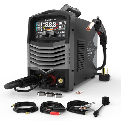 MIG Welder, 180A 110V/220V Gas MIG/Gasless MIG/Lift TIG/Stick 4 in 1 MIG Welding Machine, MIG with IGBT Inverter Synergic Control, Digital Screen Display and Over Loading Protection