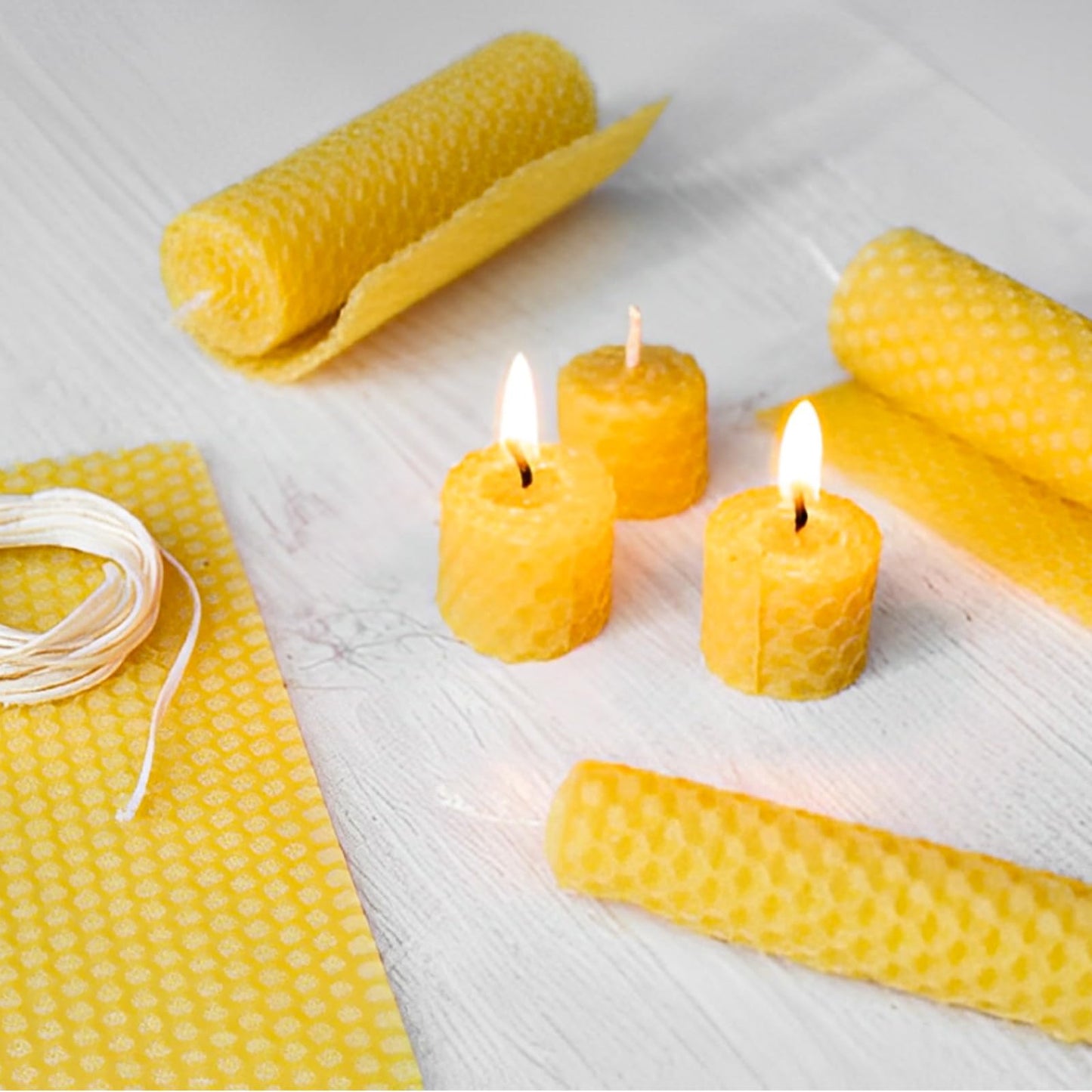 Oungy 24pcs Beeswax for Candle Making DIY Candle Making Kit Beeswax Sheets Include Cotton Wick, 8x8 inch