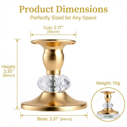 Candlestick Holders Taper Candle Holders, Candle Stick Candle Holder for Table Centerpiece, Wedding Reception, Festive Christmas Mantel Decoration or Home Decor(Golden, 6 Sets(12 Pcs))