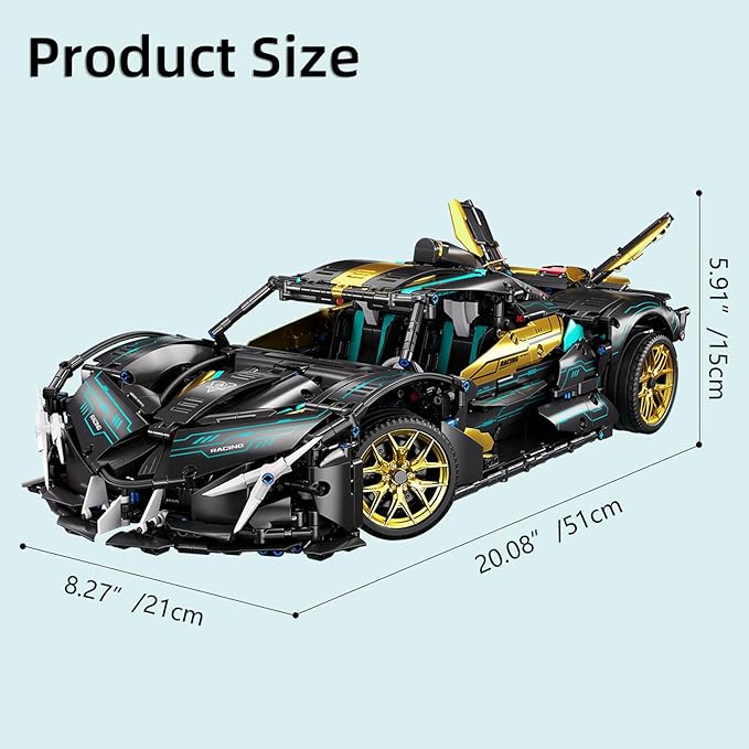 Race Cars for Adults 1:10 Sport Car Building Block SetsTechnical Racing Vehicle MOC Collectible Model Engineering Toys Kit Birthday for Men Teens Boys Car 12-1614+ 2112 PCS