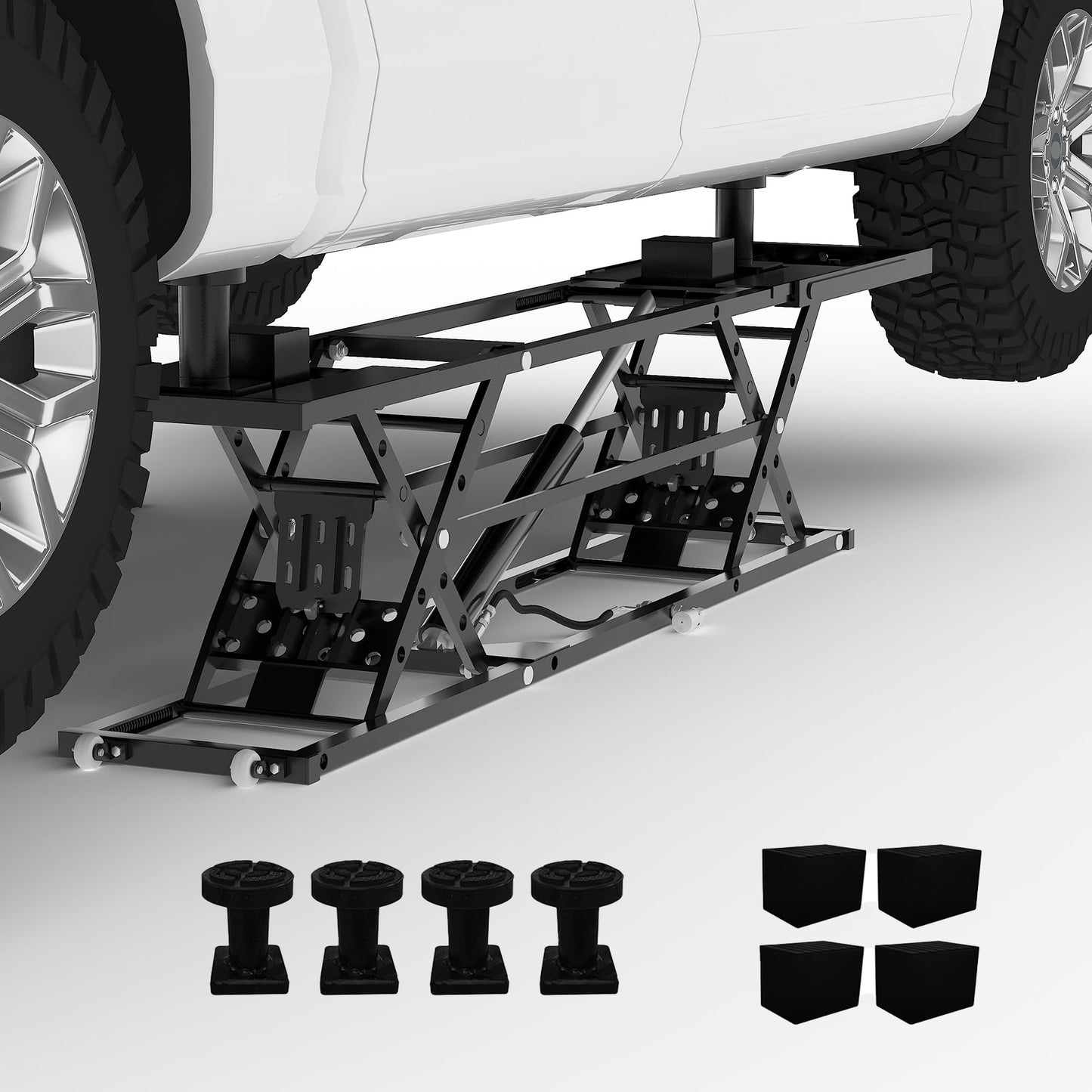 7000LBS Portable Car Lift for Trucks SUV Sedan, Heavy Duty Scissor Lift Jack with Safety Lock, Adjustable Height 6.26"-27", Hydraulic Vehicle Lifting System with Extension Plates