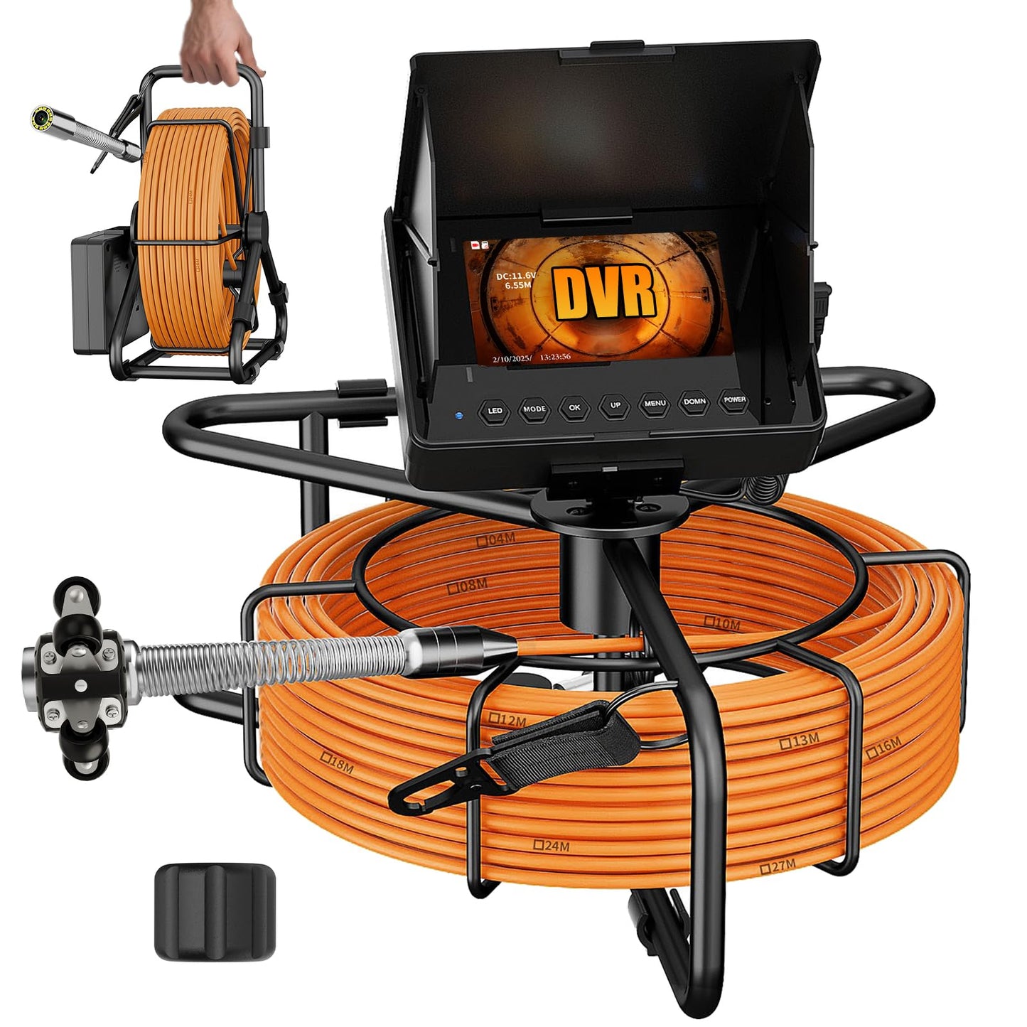 Sewer Camera 100ft, Drain Camera 4.3" with 23mm 1080P Probe, 8500mAh, 32GB Audio & Video Record, IP68 Waterproof for Drain Pipe, Plumbing & Industrial Inspection, Endoscope Camera with Light(12 LEDs)
