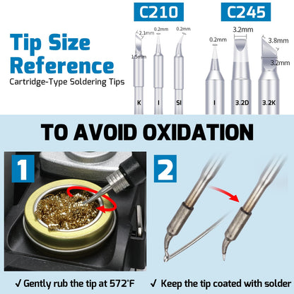 WEP 982D Precision Soldering Station with Automatic Calibration, Tiltable Screen, C245 C210 Compatible Soldering Iron Kit with 2 Spools Lead Free Solder Wire, 6 Soldering Cartridges