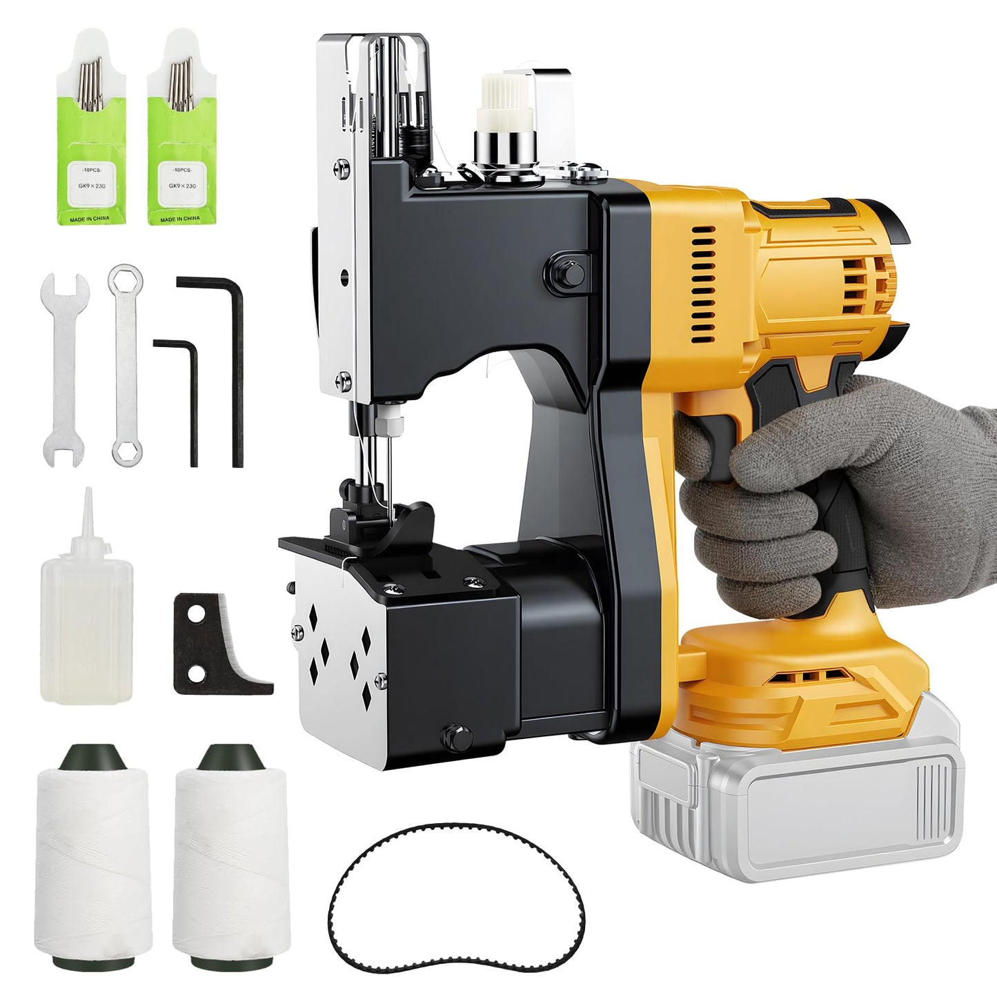CAMXTOOL Cordless Bag Sewing Machine Compatible with Dewalt 20V Max Battery, Auto Heavy-duty Bag Closing Machine, Portable Industrial Bag Sewer for Sack Woven Bag Kraft Paper Bag Sealing, Tool Only
