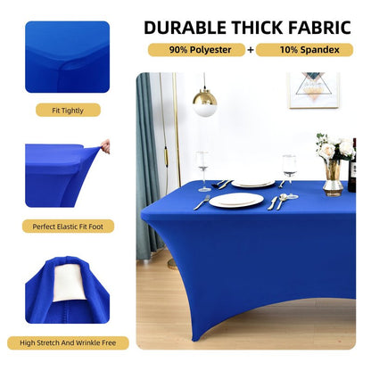 ZarzaaSik 10-Pack 4ft Spandex Table Covers for Rectangular Folding Tables - Wrinkle Resistant Stretch Tight Table Cloths - Fitted Table Protector for Parties, Trade Shows, Banquet, and Wedding