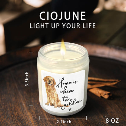 CIOJUNE Golden Retriever Dog Candle Gifts for Women, Gift for Retriever Lovers, Home is Where The Golden is Cedar Scented Candles