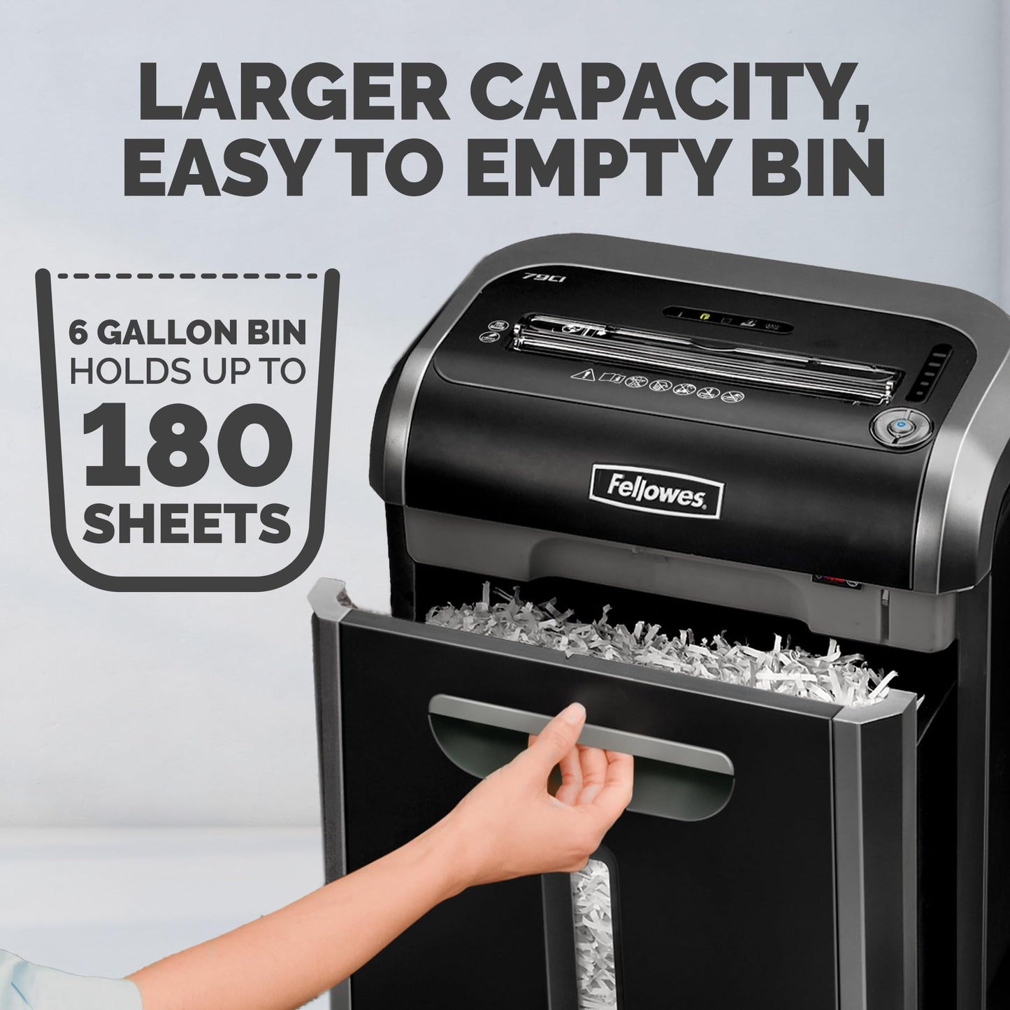 Fellowes ‎Powershred 79Ci 16-Sheet 100% Jam-Proof Heavy Duty Crosscut Paper Shredder Machine for Office and Home, Black/Dark Silver 3227919