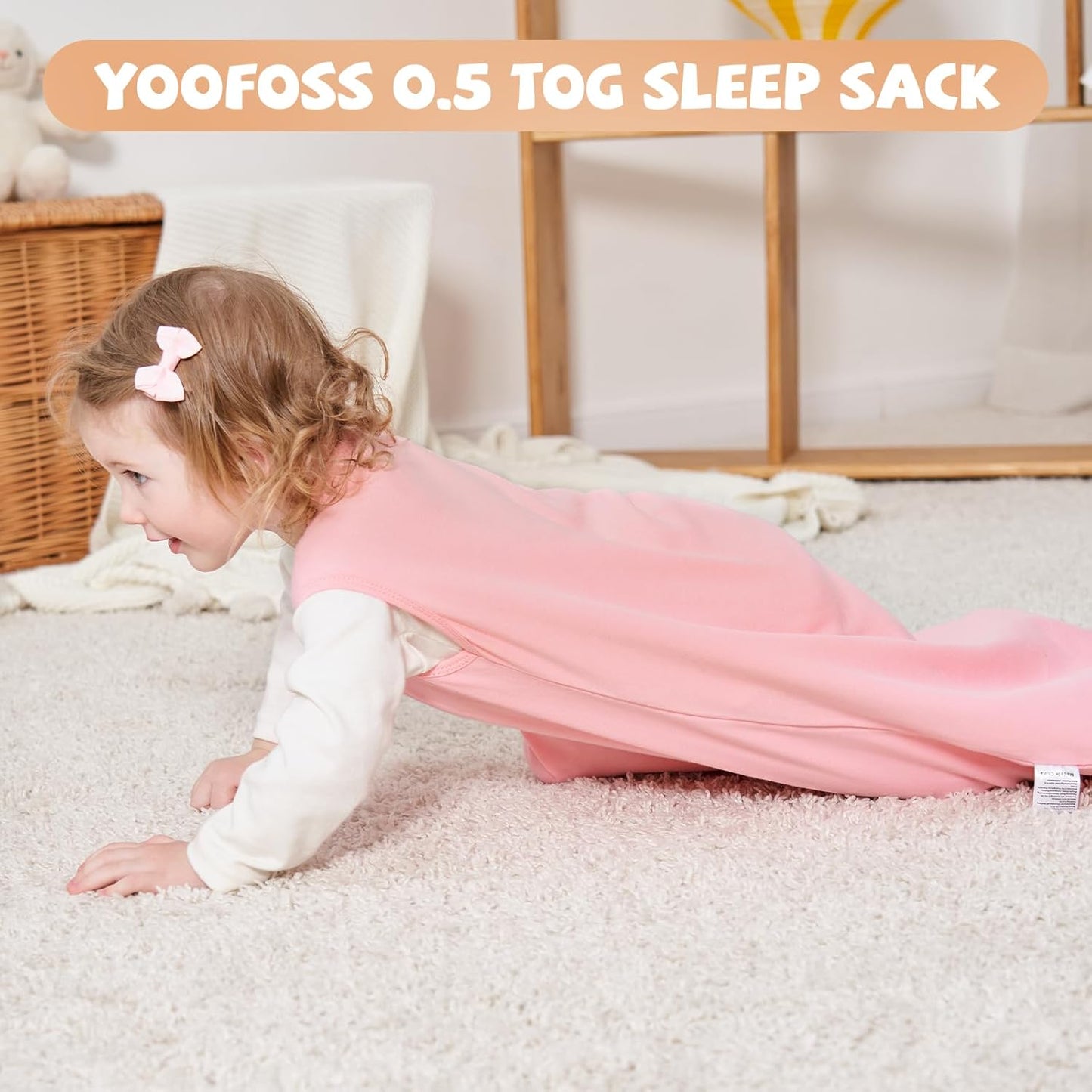 Yoofoss Baby Sleep Sack - 100% Organic Cotton Wearable Blanket for 18-24 Months | Lightweight 2-Way Zipper, TOG 0.5
