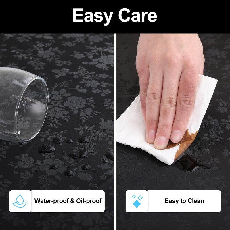 Smiry Square Table Cloth, Waterproof Heavy Duty Vinyl Tablecloths, Wipeable Washable Table Cover for Kitchen and Dining Room (Black, 70" X 70")