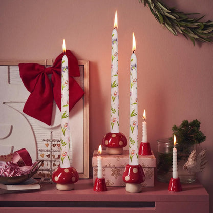 Taper Candles 10 Inch Print Candle Handmade Unscented Tulip Long Candles 2 Pack Twisted Candlesticks for Wedding Home Decoration Gifts