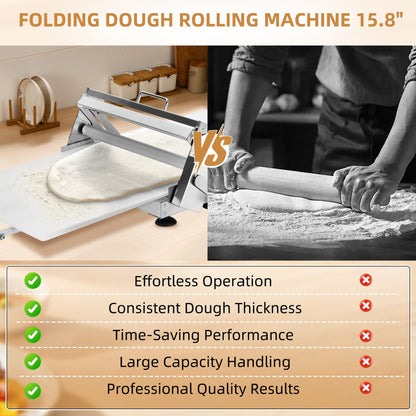 Folding Dough Sheeter (15.8"), Countertop Dough Sheeter (Upgrade15.8" Folding Dough Sheeter)