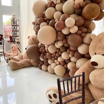 PartyWoo Brown Balloons 100 pcs Different Sizes of 18 12 10 5 Inch Boho Neutral Coffee Dark Brown Balloon Arch Kit Garland for Wedding Baby Shower Gender Reveal Birthday Party Decorations Brown-F09