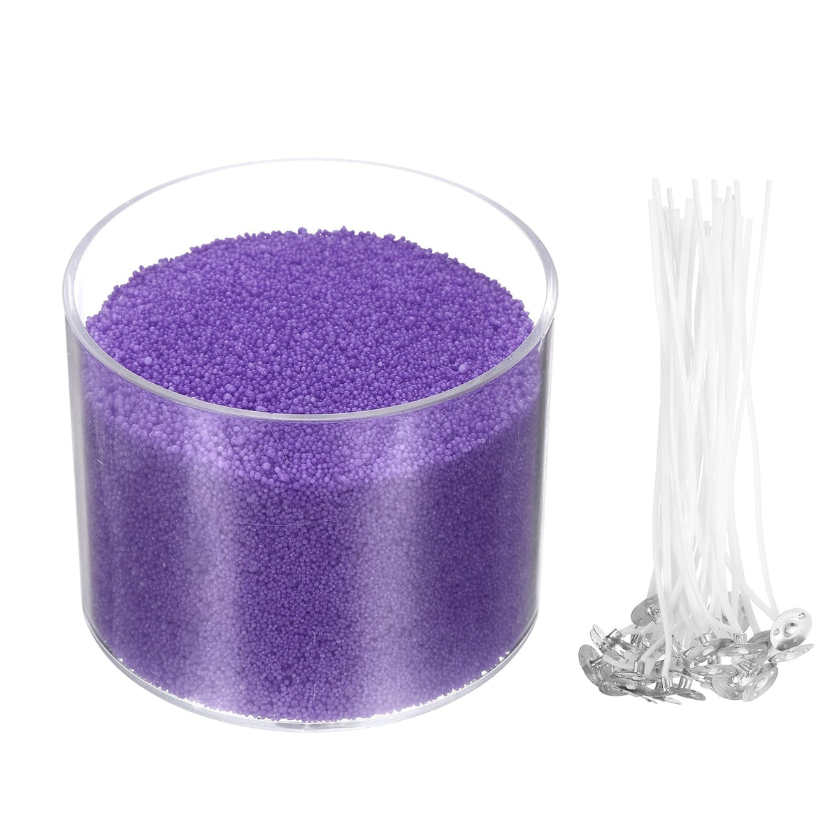 MECCANIXITY Pearled Sand Candles with 20 Pcs Wicks 7Oz / 200g Candle Beads Refillable Powder Sand Wax Making Kit for Thanksgiving Christmas Wedding Party DIY Home Crafts, Purple