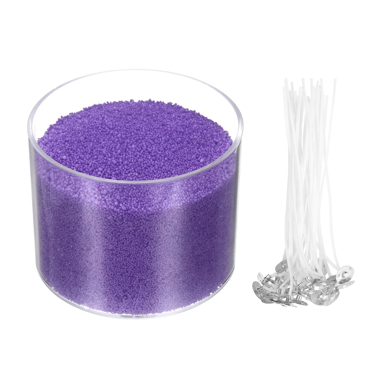 MECCANIXITY Pearled Sand Candles with 30 Pcs Wicks 14Oz / 400g Candle Beads Refillable Powder Sand Wax Making Kit for Thanksgiving Christmas Wedding Party DIY Home Crafts, Purple