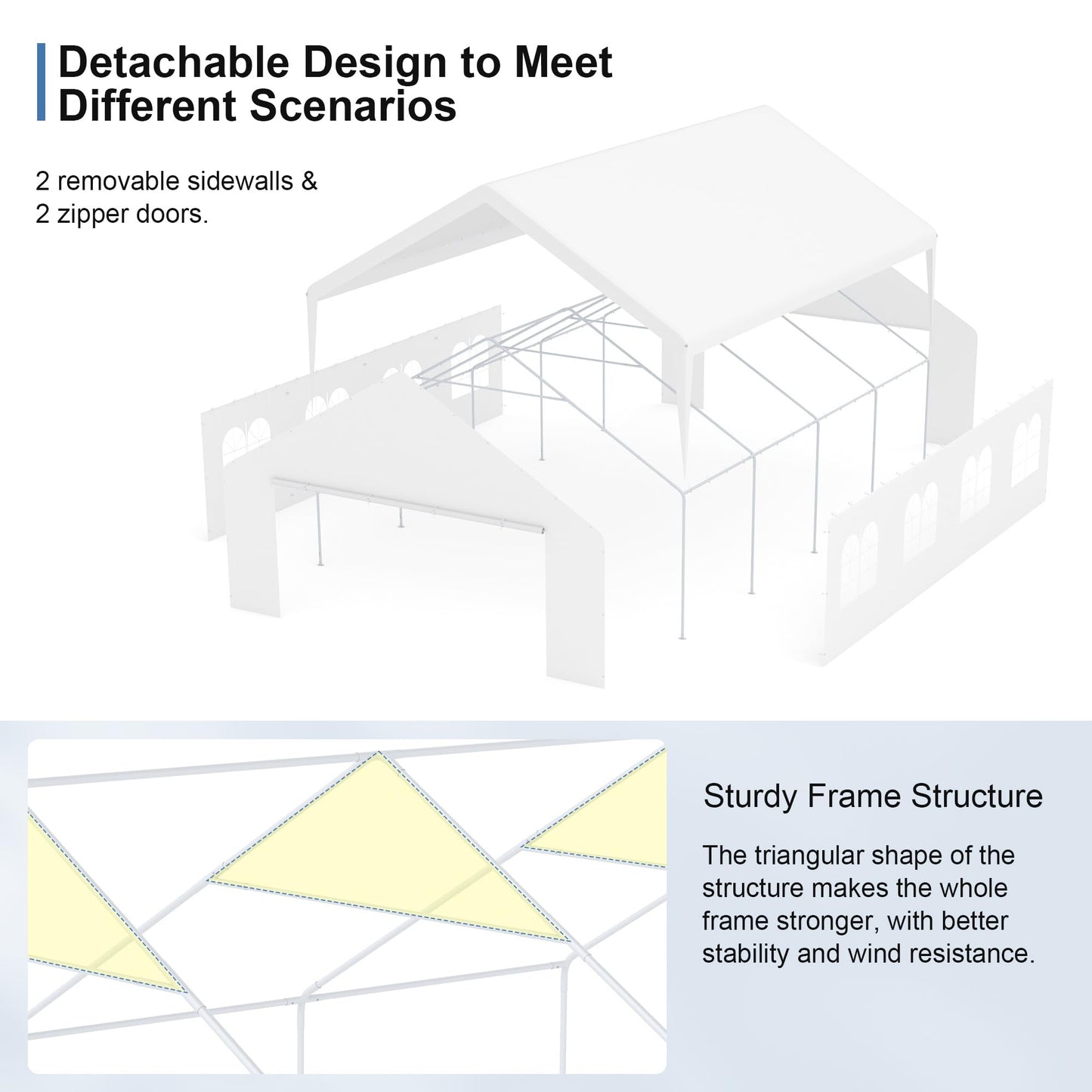 GOJOOASIS Heavy Duty 20 x 26 Car Port Large Metal Shelter Carports Portable Garage Canopy Tent for Parties, Event, RV, Boat (20x26ft)