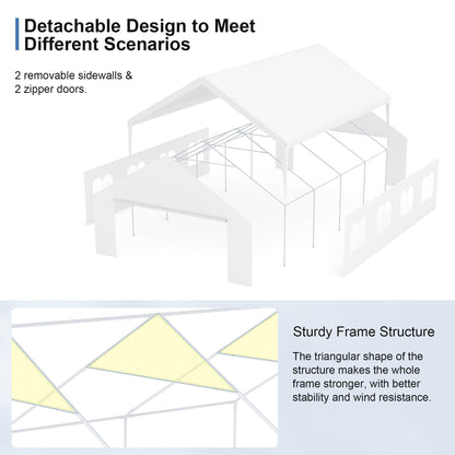 GOJOOASIS Heavy Duty 20 x 26 Car Port Large Metal Shelter Carports Portable Garage Canopy Tent for Parties, Event, RV, Boat (20x26ft)