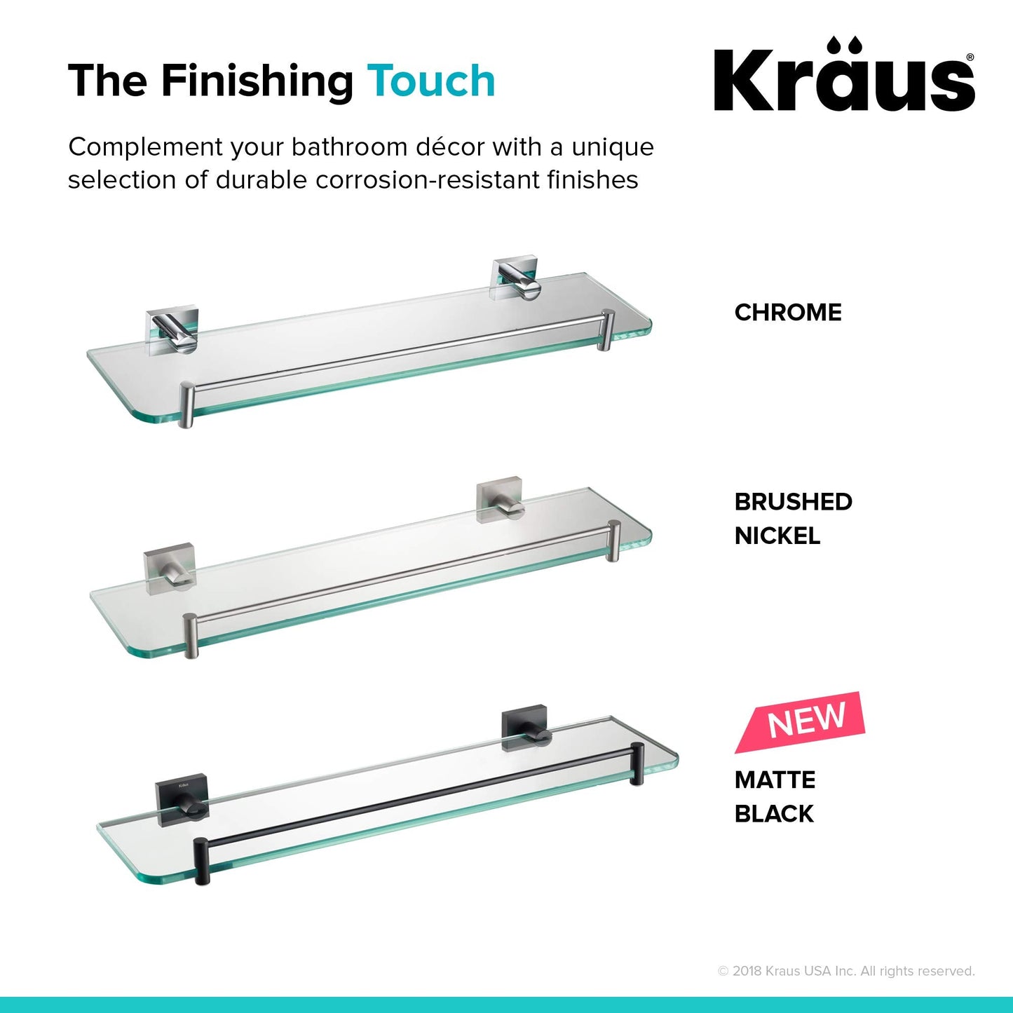 Kraus Ventus Bathroom Shelf, Matte Black Finish, KEA-17745MB