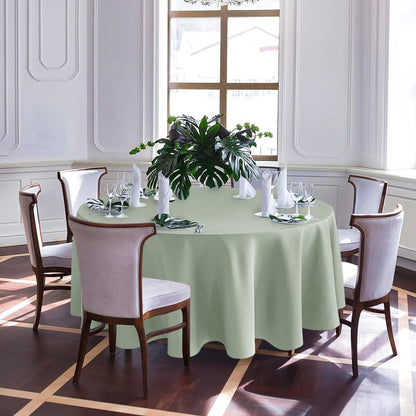 Biscaynebay Round Tablecloth 90 Inch-Sage Outdoor Fabric Table Cover-Small Circle Folding Table Cloths Linen Water Resistant Washable for Kitchen Dining Picnic Patio Outdoor Party Restaurant Tables