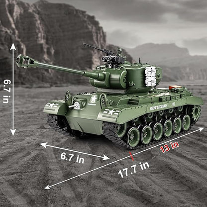 1:18 RC Tank 2.4G US M26 Pershing Remote Control Tank Model Toys That Shoot BBS Army Vehicle Toy with Smoke Lights Sound and RecoilMilitary RC Vehicle for Adults and Kids 6+ Years Old