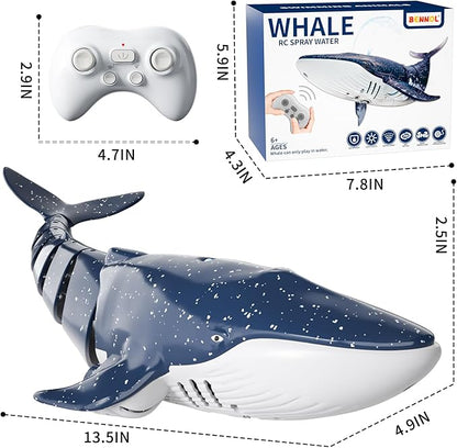 2.4Ghz Remote Control Whale Shark Toys for Boys Kids 1:18 Scale High Simulation Whale Shark for Pool Electric RC Shark Fish Toys with Light &amp Spray Water Function for 4 5 6 7 8 9 Year olds Kid