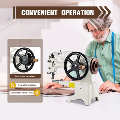 Leather Sewing Machine for Patch Repair - Hand Crank Industrial Double-Headed Needle Patcher for Boots, Slippers, and Canvas - Durable Sewing Equipment