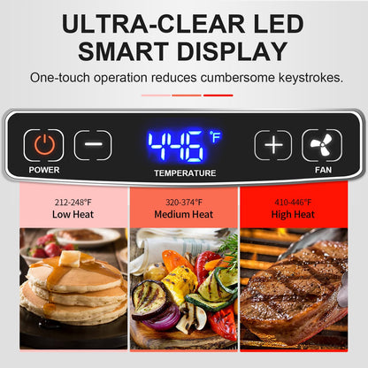 CUSIMAX Smokeless Grill, Electric Indoor Grill, 1500W Korean BBQ Grill with Non-stick Removable Grill/Griddle Plate, LED Smart Display & Tempered Glass Lid, Grey