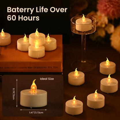 JOSU 24PCS Flameless Tea Lights Candles with Remote Timer, Led Battery Operated Electric Votive Candle for Wedding Centerpiece Table Decorations, Flickering Tealight Candles for Home Party Decor