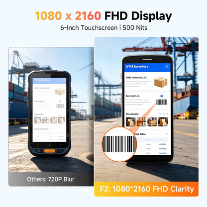 Arrvel Android 15 Barcode Scanner F2, Handheld PDA w/Zebra SE4710 Scan Engine, 6 Inch Touchscreen Industrial Mobile Computer, IP67 Data Terminal Inventory Scanner for Warehouse Logistics Management