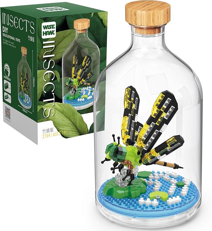 Creative Insect Friend SetAdult Mini Animals Building SetParty Favors Gift for FriendsNature Lovers Office Home Decor Mini Bugs Building BlockNew Year Birthday Gift for Family(Dragonfly)