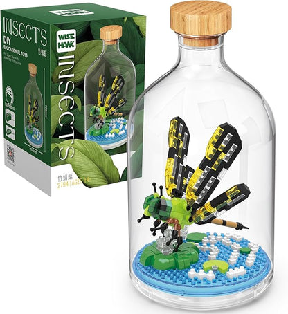 Creative Insect Friend SetAdult Mini Animals Building SetParty Favors Gift for FriendsNature Lovers Office Home Decor Mini Bugs Building BlockNew Year Birthday Gift for Family(Dragonfly)