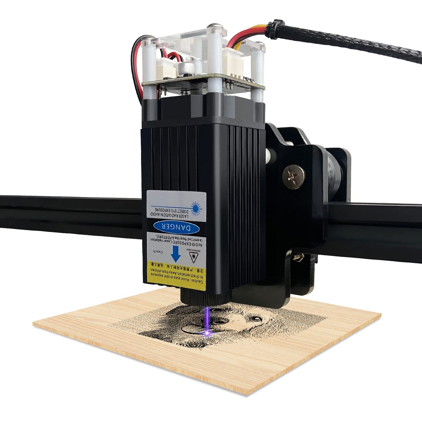 LASER TREE 4000mW Laser Engraver Module, 450nm Adjustable Focal Laser Head for Wood, Paper, Leather Cutting & Engraving, Class 4, DIY Laser Cutter, 4W