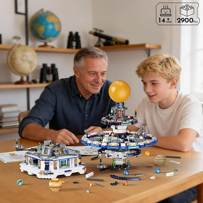 Rotating Solar System Building Set with LED Lights 2900 PCS Collector's STEM Model Kit 8 Orbiting Planets &amp Glowing Sun – Educational Gift for Adults Kids 8+ Astronomy Enthusiasts