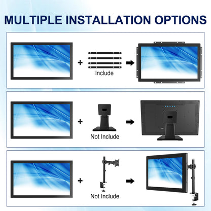Bosunre 18.5 Inch Multi-Touch Industrial Touch Screen Monitor, 1366x768 IP65 Waterproof IK08 Impact-Resistant Display with HD-MI, VGA Port, Open Frame Touch Monitor 16:9 Black