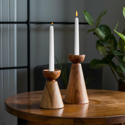 10 inch Cone-Shaped Candle Set of 5- Drip Free Dinner Candle - Long Burning, Perfect for Dinner, Parties, or Weddings (White)