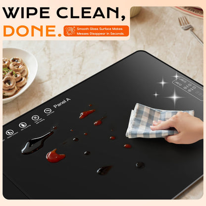 Electric Warming Mat for Food 32" x 12", Tempered Glass Top,Food Warmer Tray for Countertop, Parties Buffet,Gatherings,Adjustable 104–212°F with 1–12h Timer,Built-in Thermostat & Overheat Protection
