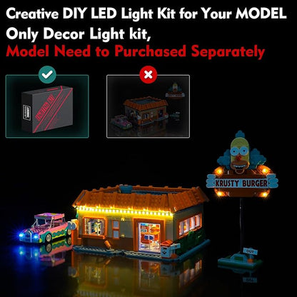Light kit Compatible with Lego 10352 The Simpsons: Krusty Burger - No Model Only Light LED Lighting Accessories Compatible with Lego 10352 Krusty's Burger Joint (Standard Version)