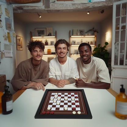Wall Mounted Board Games Classic Checkers Game Strategy and Fun Games Art Decor for Home Checkers Board Game Magnetic Hanging Checkers and Chess Wooden Board Games (Checkers and Chess)