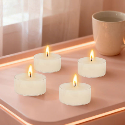 Jasmine Scented Tealight Candles, 12 Pack White Holiday Tea Lights with Clear Cups | Long-Lasting for Seasonal Home Decor,RDIVJA