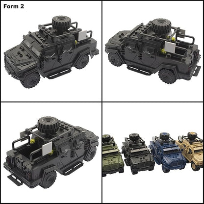 Military Vehicle Building Toy Armored Vehicle Building Block Toy Army Battle Brick Military Car Model Toys for Age 6 7 8 9 10 11 12+ Accessories Compatible with Major Mini Figure (Black)